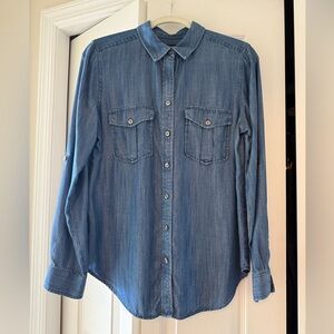Ann Taylor Indigo Blue Denim-look Shirt